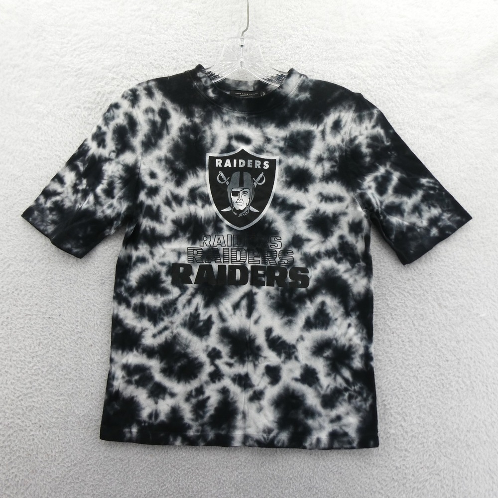 Junk Food Shirt Women Small Raiders Tie Dye Black White NFL Football Cotton